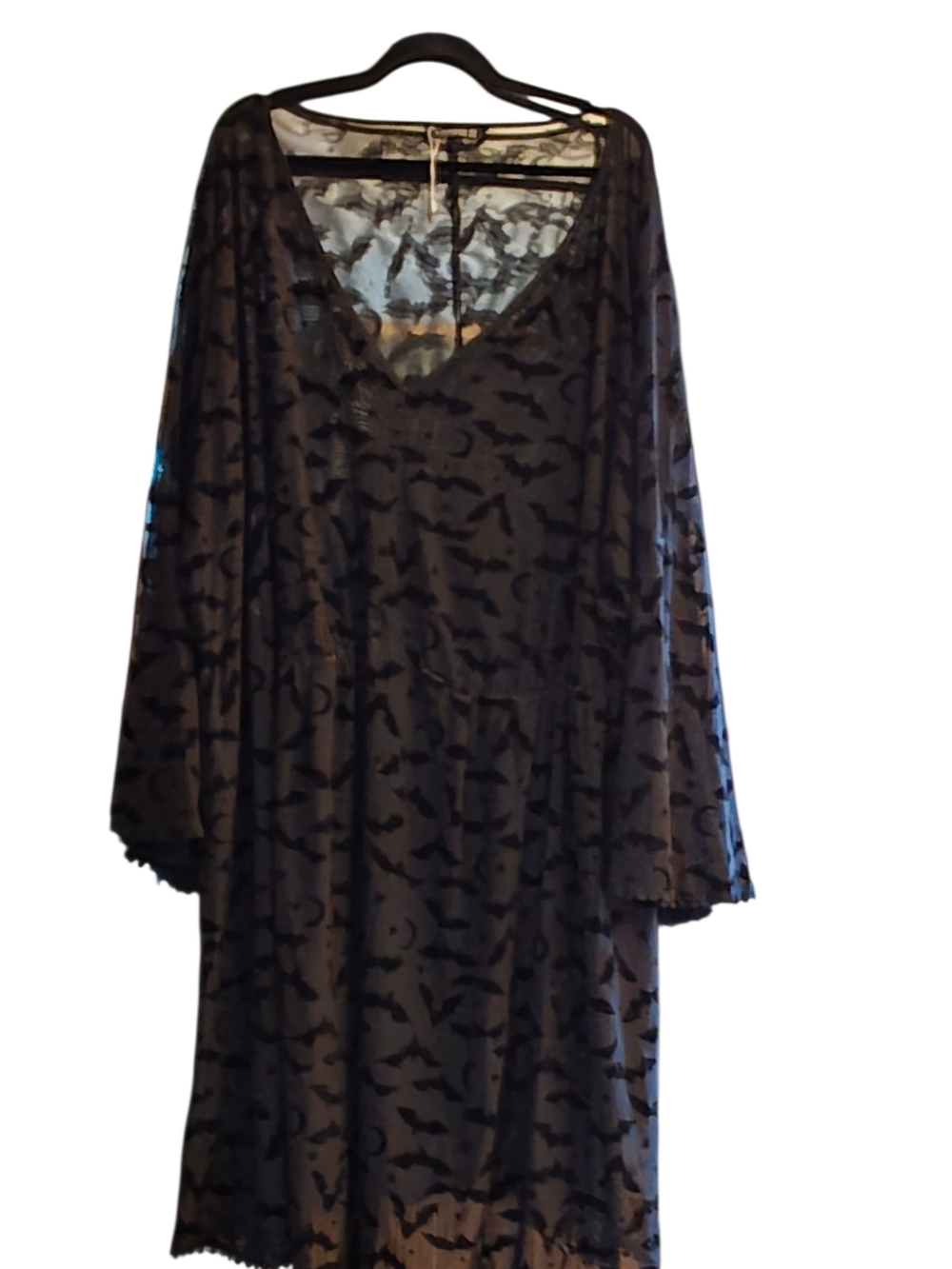 Black Sheer Bat-Print Flocked dress by bloom chic New plus size 30